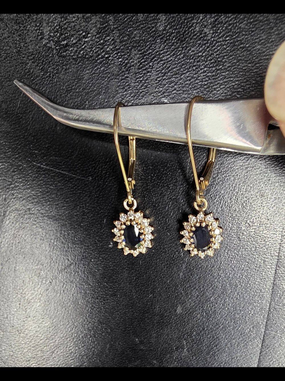 14k Gold Blue Sapphire Drop Earrings